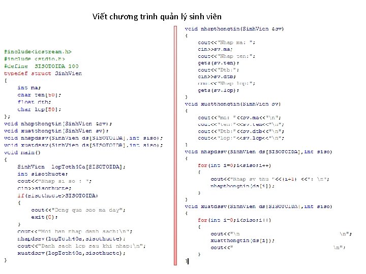 Viết chương trình quản lý sinh viên 