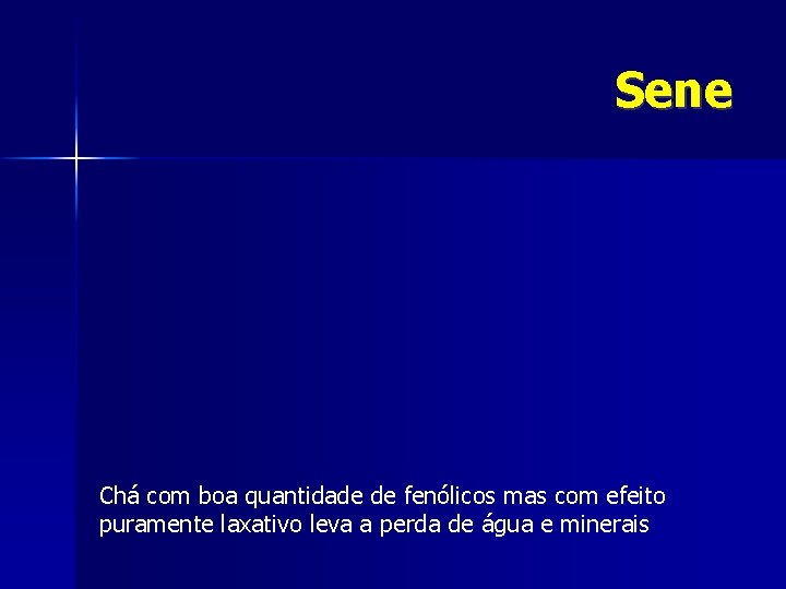 Sene Chá com boa quantidade de fenólicos mas com efeito puramente laxativo leva a