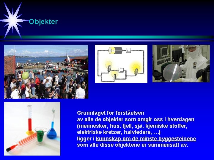 Objekter Grunnlaget forståelsen av alle de objekter som omgir oss i hverdagen (mennesker, hus,