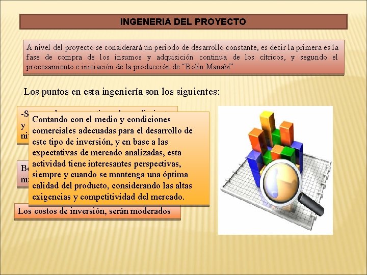 INGENERIA DEL PROYECTO A nivel del proyecto se considerará un periodo de desarrollo constante,