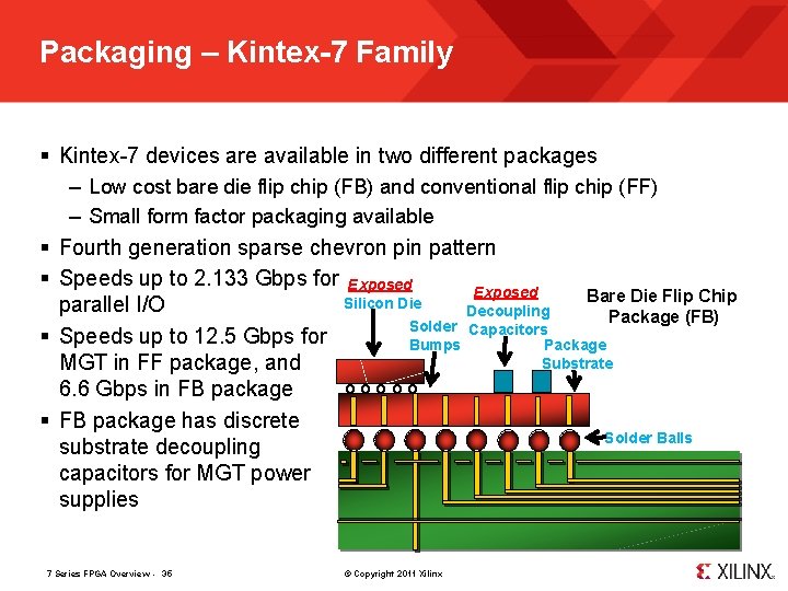 Packaging – Kintex-7 Family § Kintex-7 devices are available in two different packages –