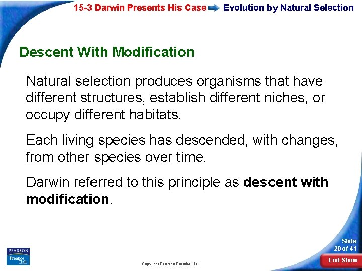 15 -3 Darwin Presents His Case Evolution by Natural Selection Descent With Modification Natural