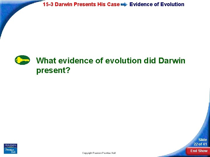 15 -3 Darwin Presents His Case Evidence of Evolution What evidence of evolution did