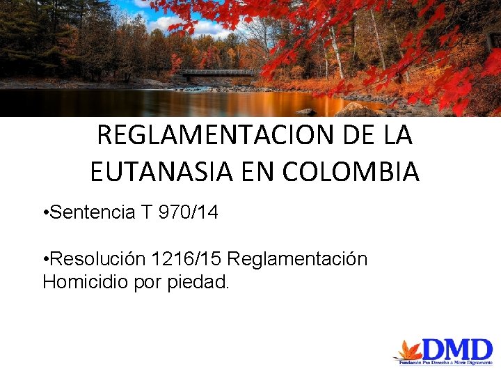 REGLAMENTACION DE LA EUTANASIA EN COLOMBIA • Sentencia T 970/14 Entonces: ¿porque están aquí?