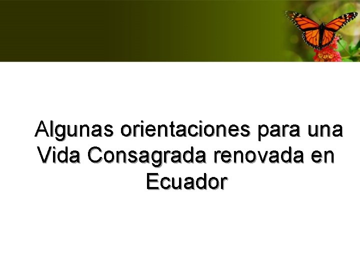 Algunas orientaciones para una Vida Consagrada renovada en Ecuador 