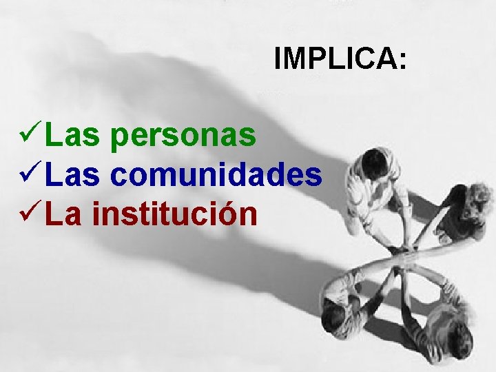 IMPLICA: üLas personas üLas comunidades üLa institución 