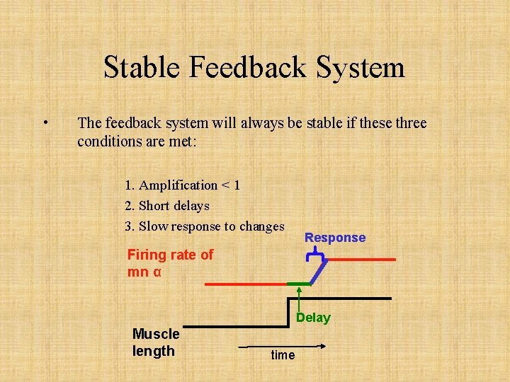 Stable Feedback System • The feedback system will always be stable if these three