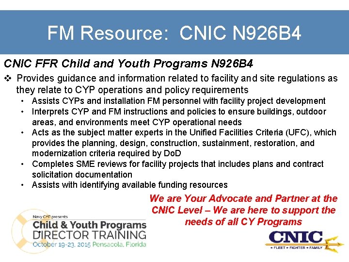 FM Resource: CNIC N 926 B 4 CNIC FFR Child and Youth Programs N