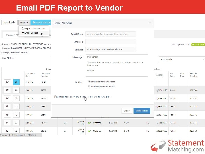 Email PDF Report to Vendor 