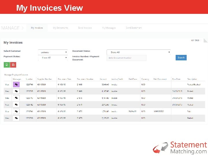 My Invoices View 