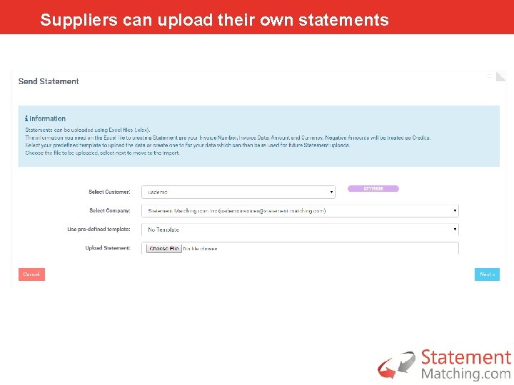 Suppliers can upload their own statements 
