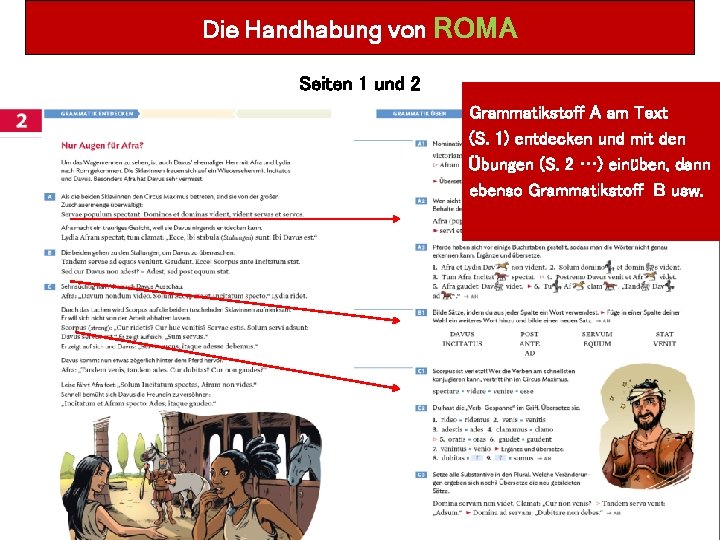 Die Handhabung von ROMA Seiten 1 und 2 Grammatikstoff A am Text (S. 1)