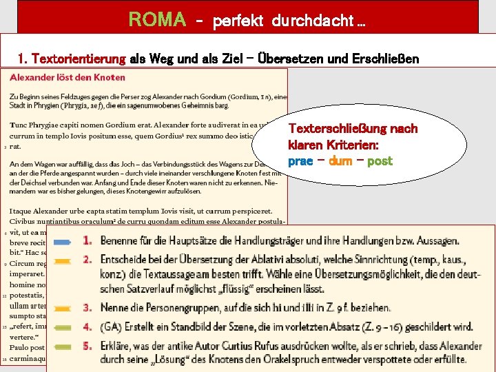 ROMA – perfekt durchdacht … 1. Textorientierung als Weg und als Ziel – Übersetzen