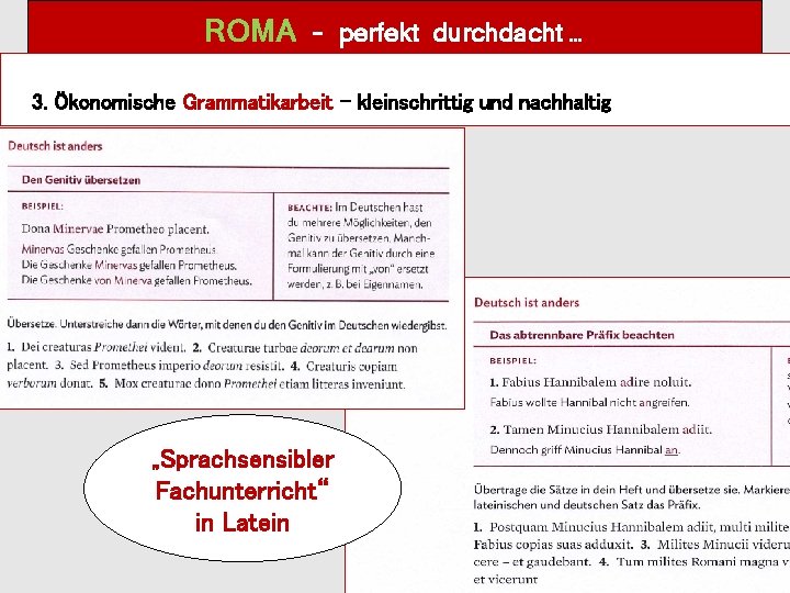 ROMA – perfekt durchdacht … 3. Ökonomische Grammatikarbeit – kleinschrittig und nachhaltig „Sprachsensibler Fachunterricht“