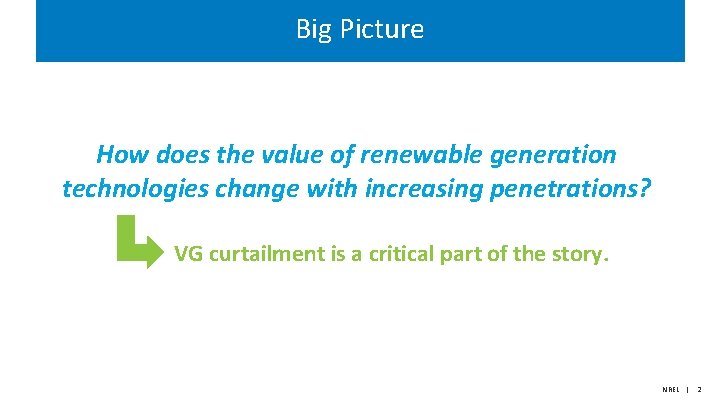 Big Picture How does the value of renewable generation technologies change with increasing penetrations?