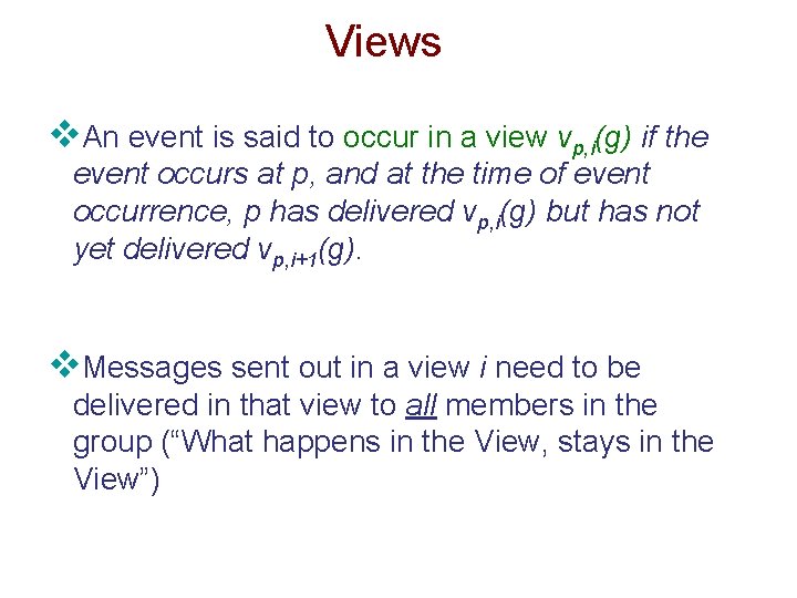 Views v. An event is said to occur in a view vp, i(g) if