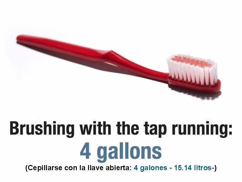 (Cepillarse con la llave abierta: 4 galones - 15. 14 litros-) 