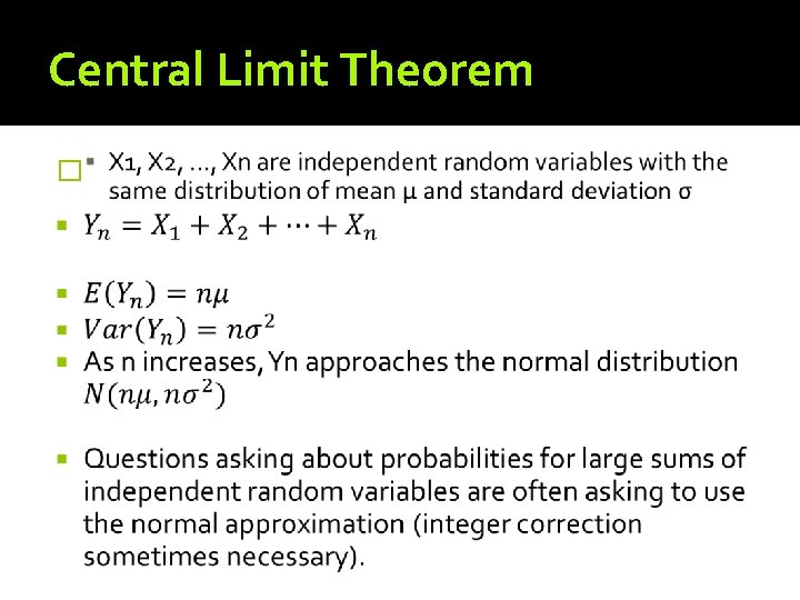 Central Limit Theorem � 