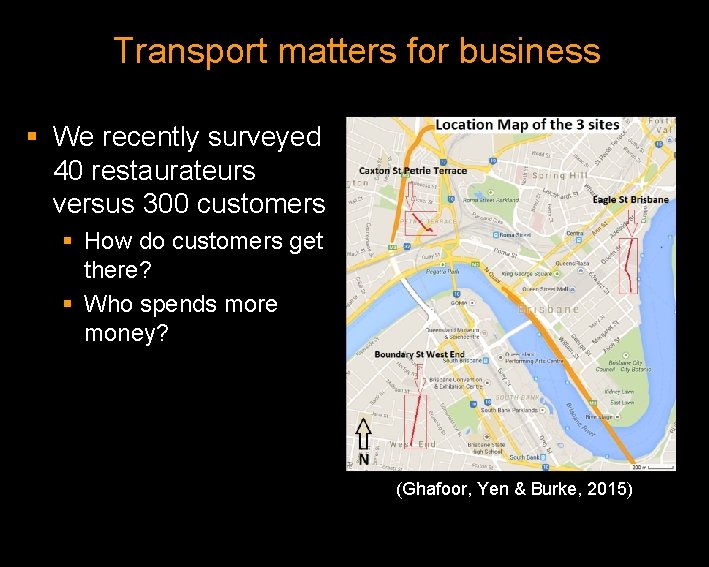 Transport matters for business § We recently surveyed 40 restaurateurs versus 300 customers §