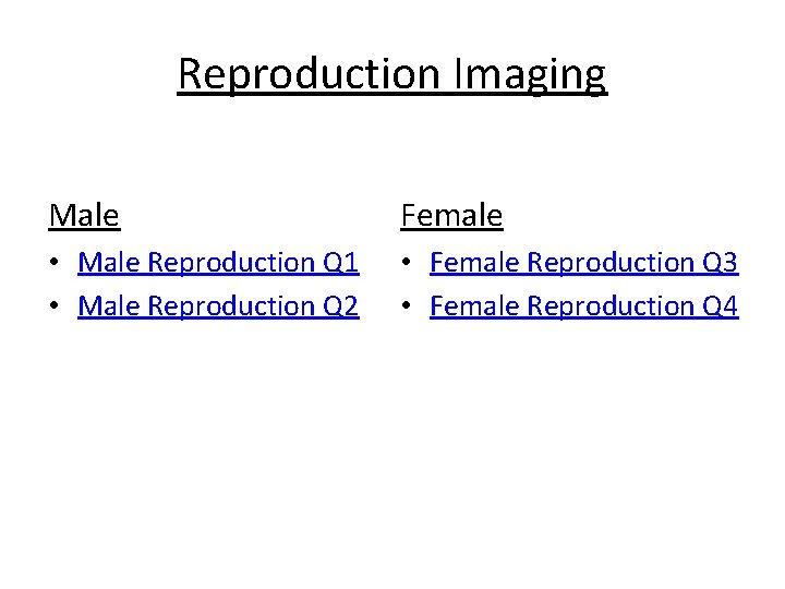 Reproduction Imaging Male Female • Male Reproduction Q 1 • Male Reproduction Q 2