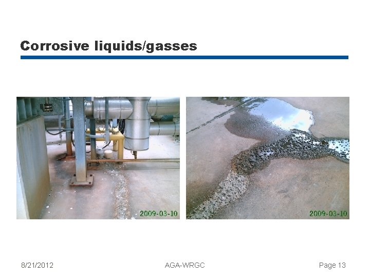 Corrosive liquids/gasses 8/21/2012 AGA-WRGC Page 13 