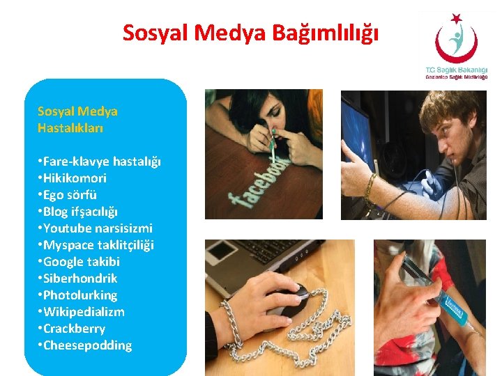 Sosyal Medya Bağımlılığı Sosyal Medya Hastalıkları • Fare-klavye hastalığı • Hikikomori • Ego sörfü