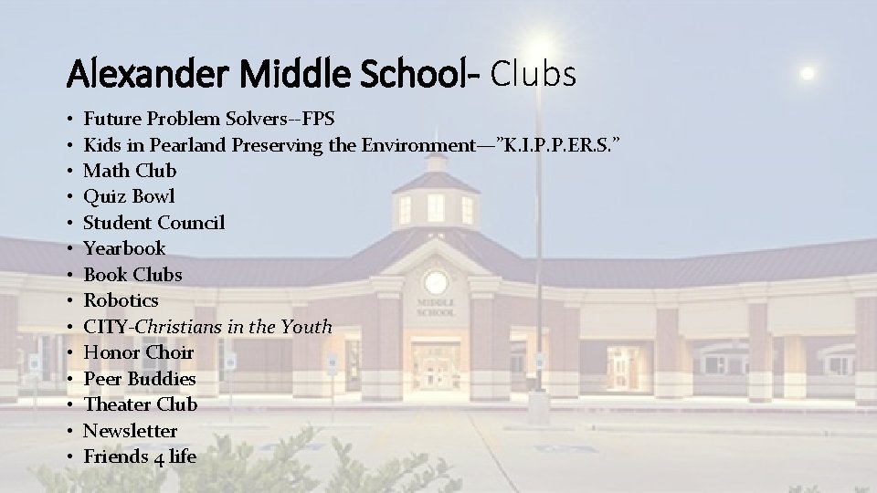 Alexander Middle School- Clubs • • • • Future Problem Solvers--FPS Kids in Pearland