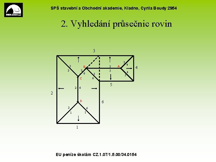 SPŠ stavební a Obchodní akademie, Kladno, Cyrila Boudy 2954 2. Vyhledání průsečnic rovin 3