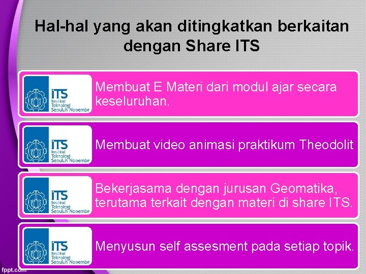 Hal-hal yang akan ditingkatkan berkaitan dengan Share ITS Membuat E Materi dari modul ajar