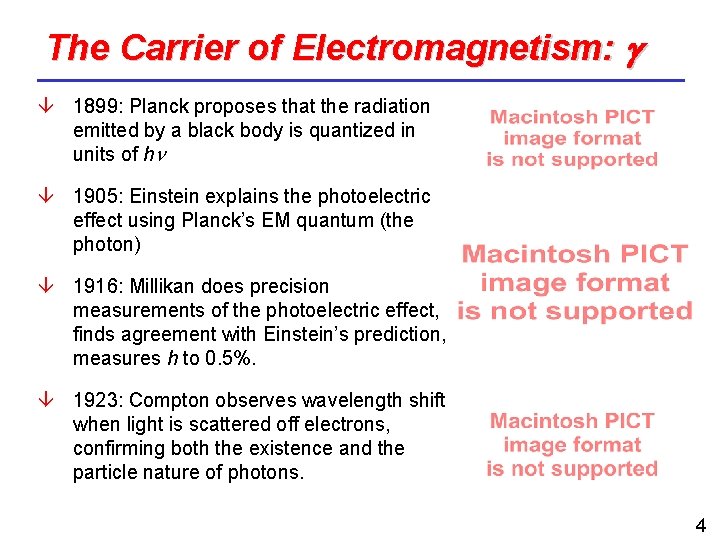 The Carrier of Electromagnetism: 1899: Planck proposes that the radiation emitted by a black