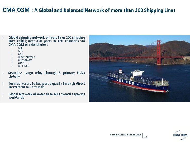 CMA CGM : A Global and Balanced Network of more than 200 Shipping Lines