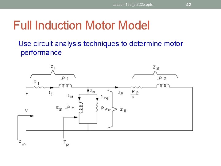 Lesson 12 a_et 332 b. pptx Full Induction Motor Model Use circuit analysis techniques