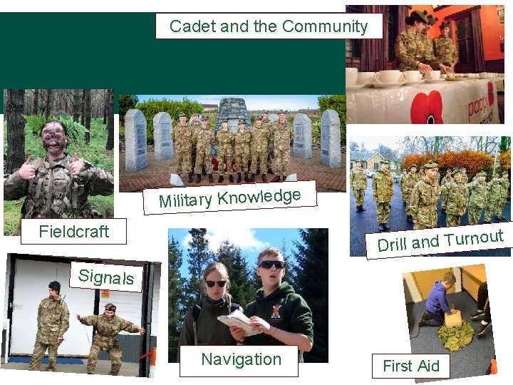 Cadet and the Community Military Knowledge Fieldcraft t ou Drill and Turn Signals Navigation