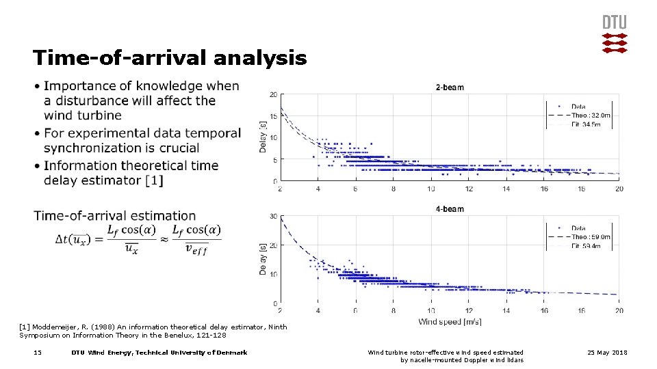 Time-of-arrival analysis • [1] Moddemeijer, R. (1988) An information theoretical delay estimator, Ninth Symposium