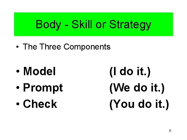 Body - Skill or Strategy • The Three Components • Model • Prompt •