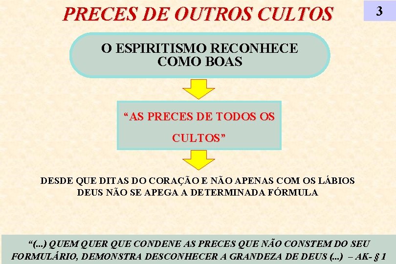 PRECES DE OUTROS CULTOS 3 O ESPIRITISMO RECONHECE COMO BOAS “AS PRECES DE TODOS