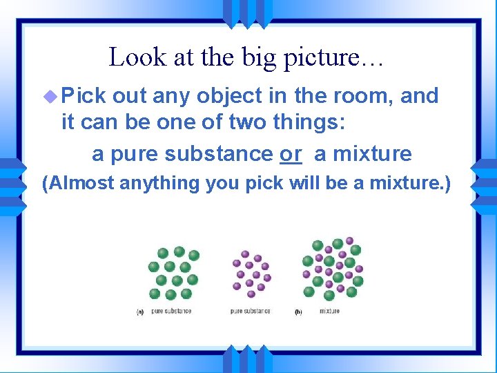 Look at the big picture… u Pick out any object in the room, and