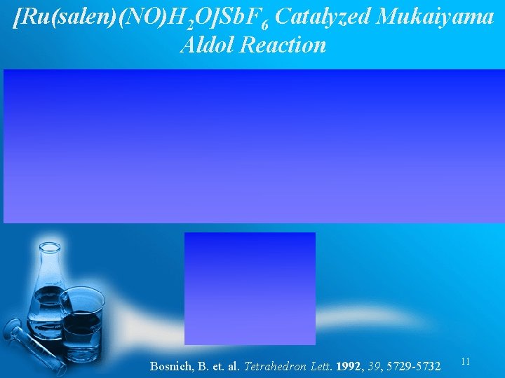 [Ru(salen)(NO)H 2 O]Sb. F 6 Catalyzed Mukaiyama Aldol Reaction Bosnich, B. et. al. Tetrahedron