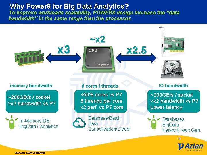 Why Power 8 for Big Data Analytics? To improve workloads scalability, POWER 8 design