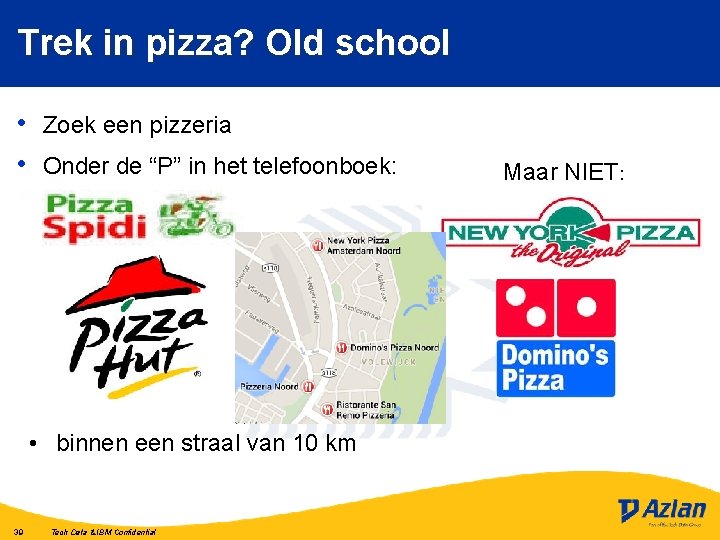 Trek in pizza? Old school • • Zoek een pizzeria Onder de “P” in