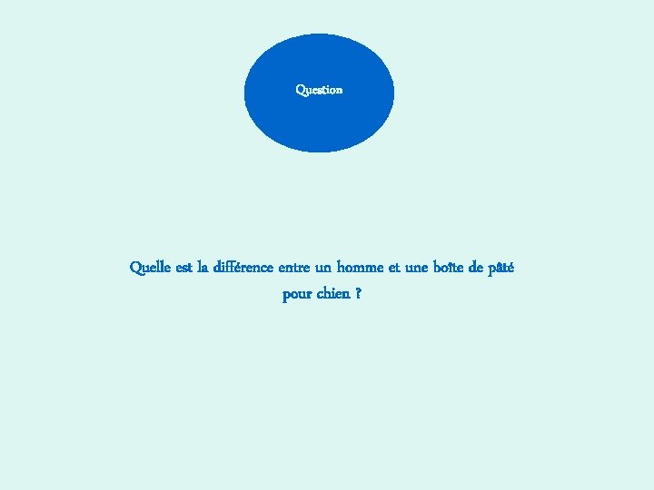 Question Quelle est la différence entre un homme et une boîte de pâté pour