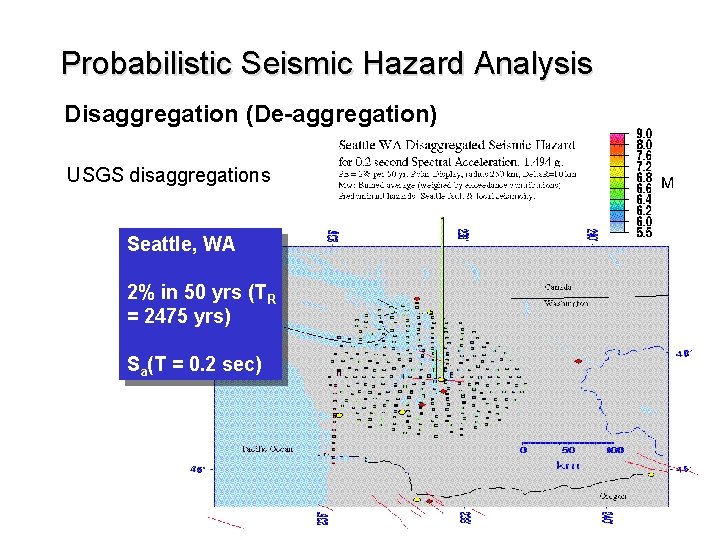 Probabilistic Seismic Hazard Analysis Disaggregation (De-aggregation) USGS disaggregations Seattle, WA 2% in 50 yrs