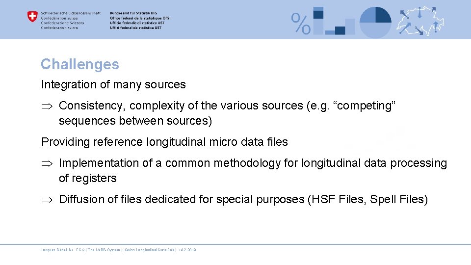 Challenges Integration of many sources Þ Consistency, complexity of the various sources (e. g.