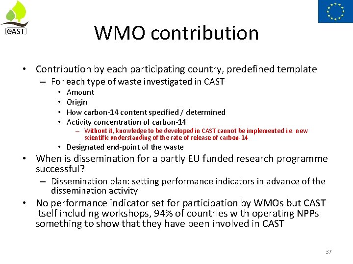 WMO contribution • Contribution by each participating country, predefined template – For each type