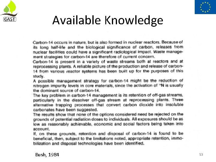 Available Knowledge Bush, 1984 53 