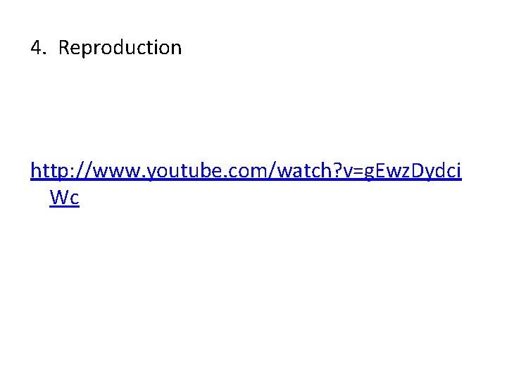 4. Reproduction http: //www. youtube. com/watch? v=g. Ewz. Dydci Wc 