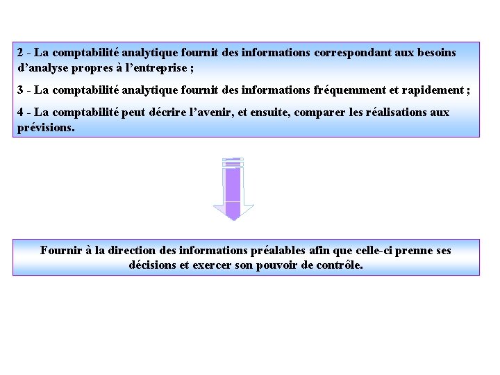2 - La comptabilité analytique fournit des informations correspondant aux besoins d’analyse propres à