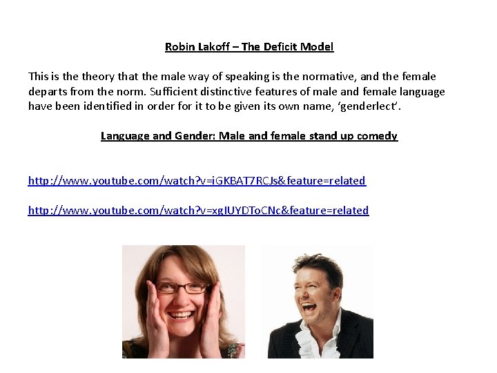 Robin Lakoff – The Deficit Model This is theory that the male way of Robin Lakoff – The Deficit Model This is theory that the male way of