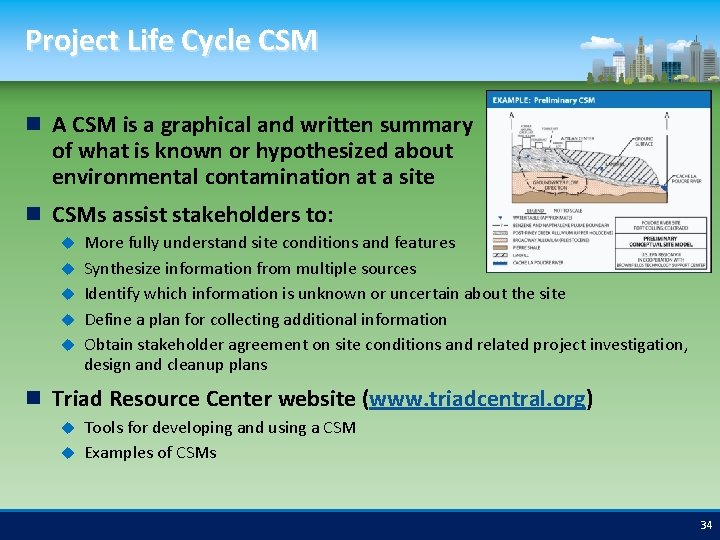 Project Life Cycle CSM A CSM is a graphical and written summary of what