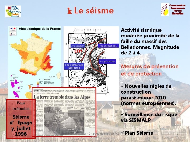 k Le séisme CHY Activité sismique modérée proximité de la faille du massif des